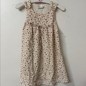 Charming Cream and Red Floral Kids Dress 90’s